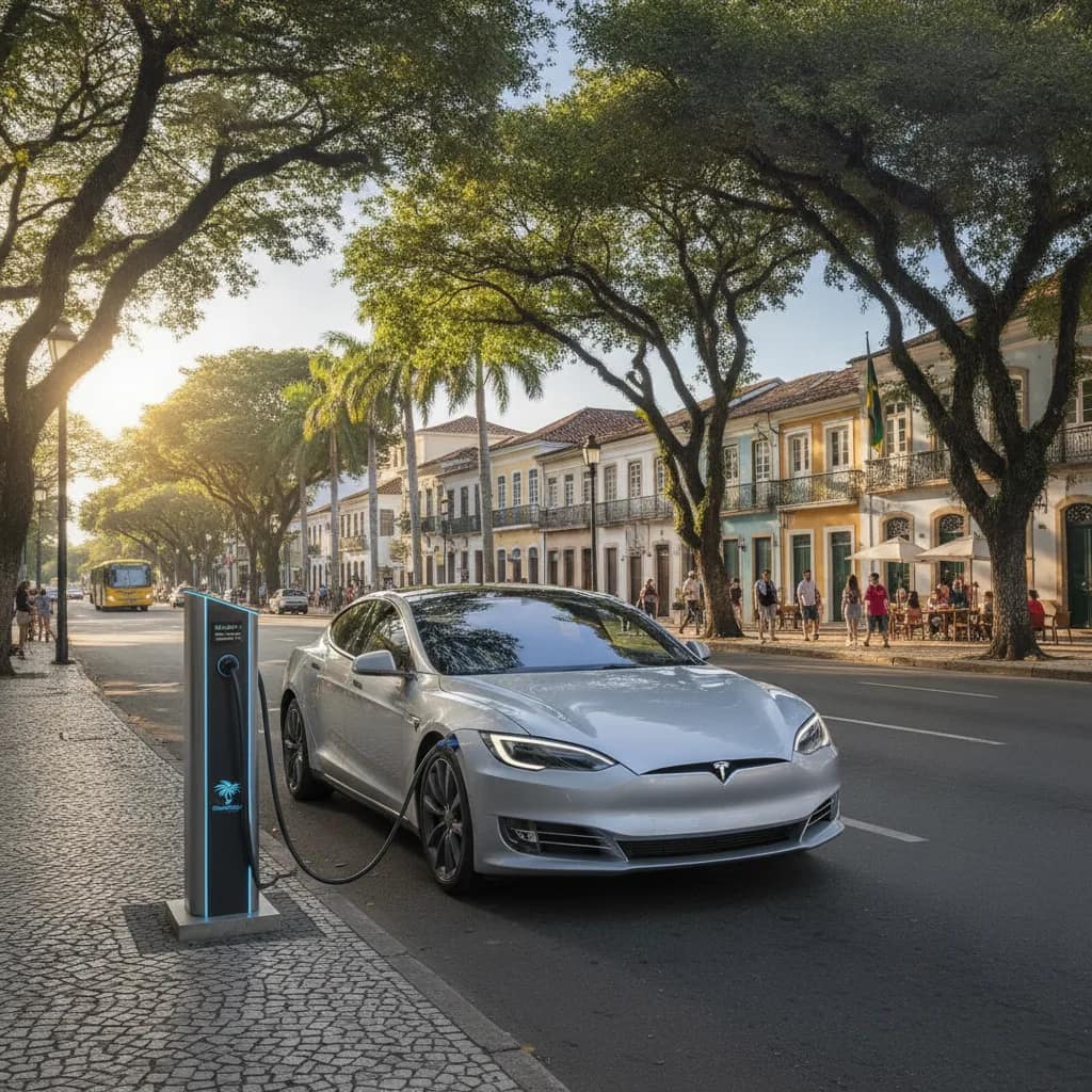 Estação de recarga para carros elétricos em Vitória da Conquista.