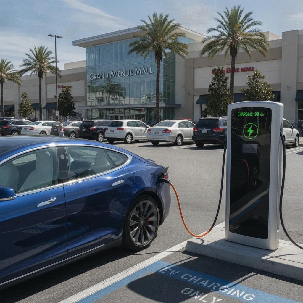 Estação de carregamento para carros elétricos localizada em shopping em Vitória da Conquista.