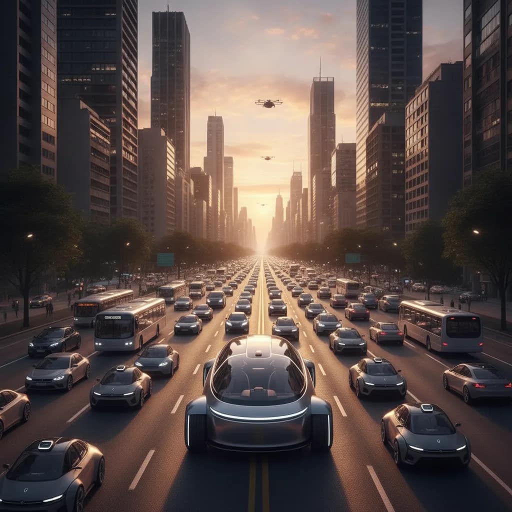 Carro elétrico circulando livremente por grande avenida urbana no Brasil