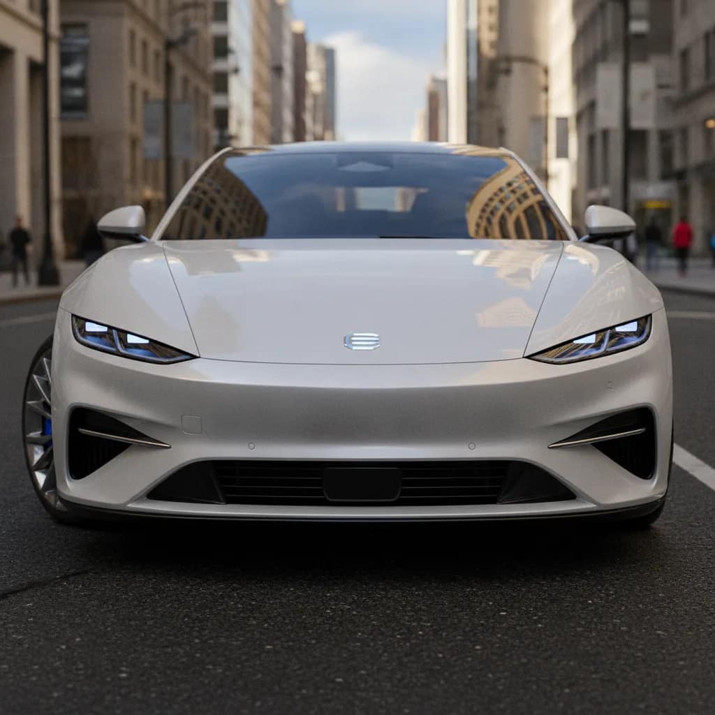 Detalhe de um carro elétrico moderno em ambiente urbano no Brasil