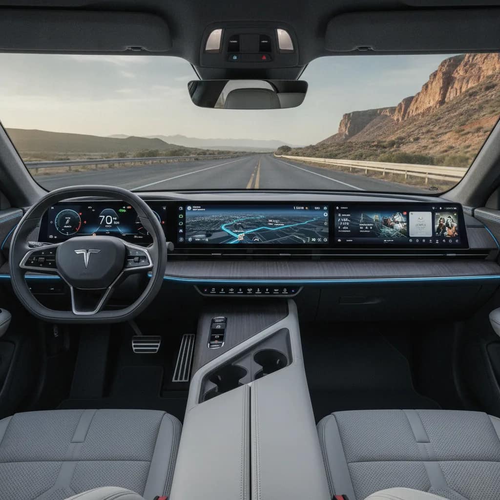Painel de navegação de veículo elétrico para planejamento de rotas de viagens comerciais.