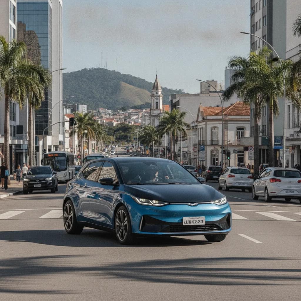 Hatch elétrico circulando em área urbana de Vitória da Conquista